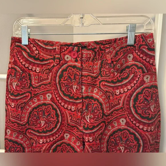 Etcetera Red Paisley Cotton Pants - Picture 6 of 16